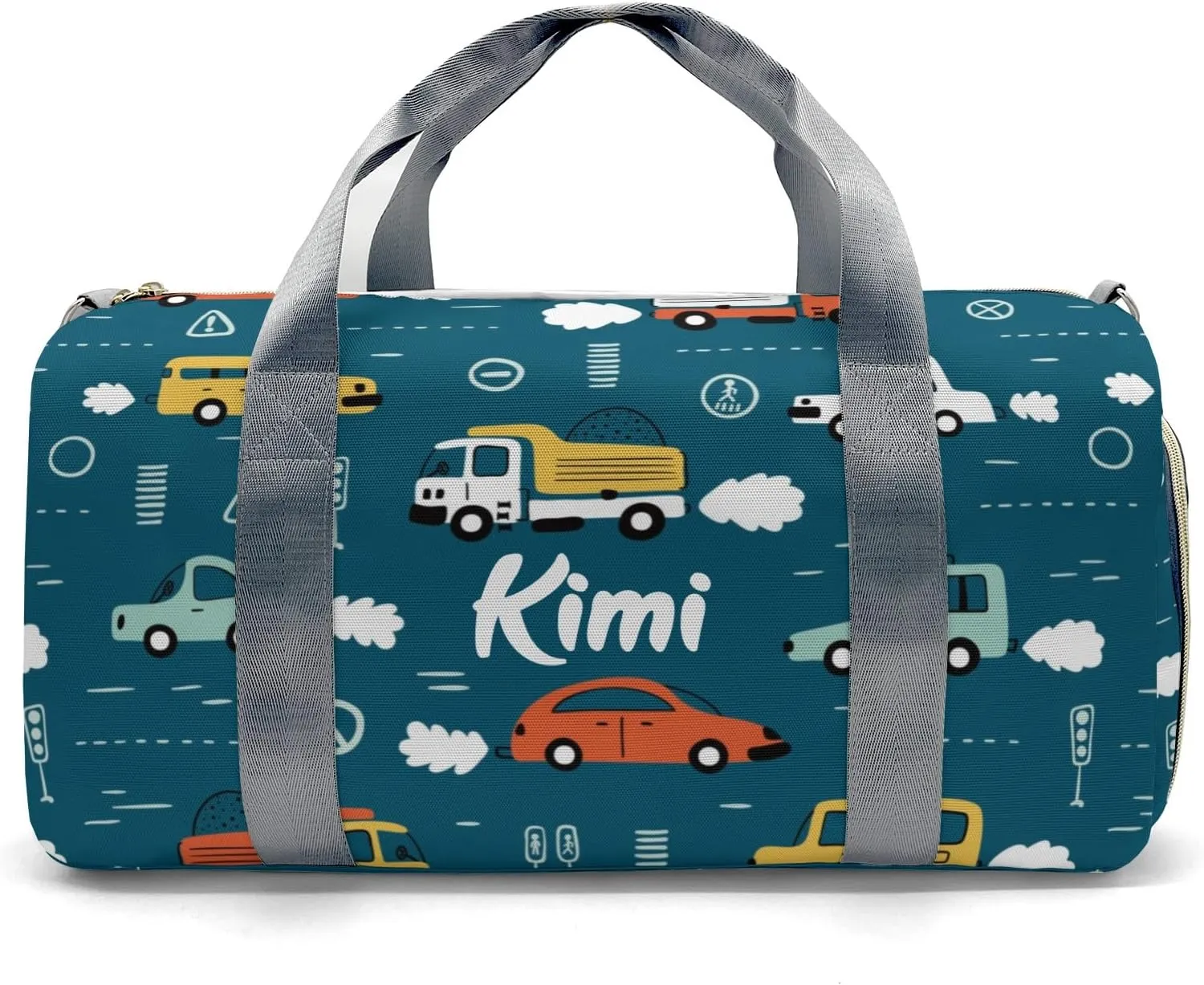 Personalized Cartoon Transportation Cars Custom Multi-functional Travel Bag, Unisex Portable Duffel Bag, Short Distance Travel Assistant