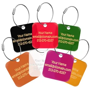 Personalized Luggage Tags 5PCS for Suitcases, Custom Luggage Tags with Laser engraving text- customized Unique Suitcase & Backpack Travel, Durable, Waterproof & Heavy Duty, Number & Color Option