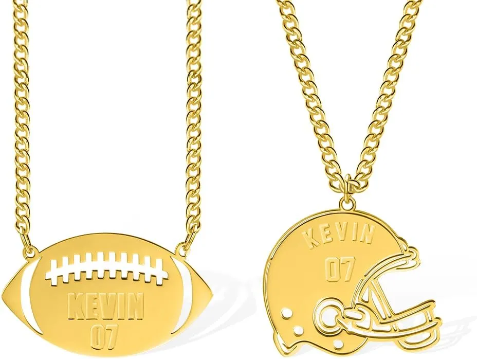 Personalized Number Necklace American Football Necklace Custom Name Player Number Sport Necklace Football Helmet Charm Gift for Him American Football Pendant Football Player Team Gift