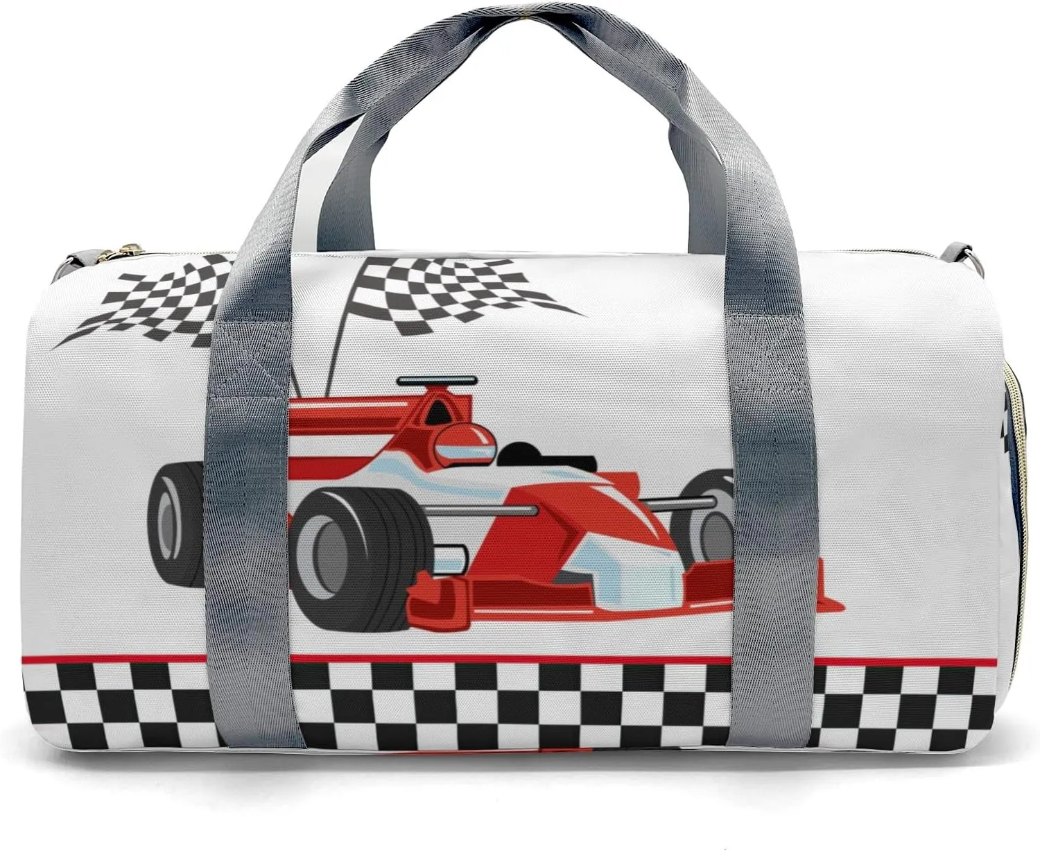 Personalized Race Car Checkered Custom Multi-functional Travel Bag, Unisex Portable Duffel Bag, Short Distance Travel Assistant