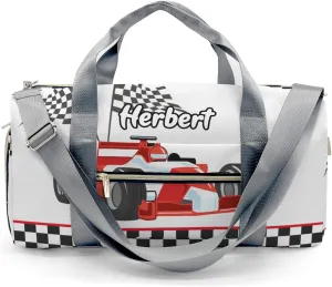 Personalized Race Car Checkered Custom Multi-functional Travel Bag, Unisex Portable Duffel Bag, Short Distance Travel Assistant