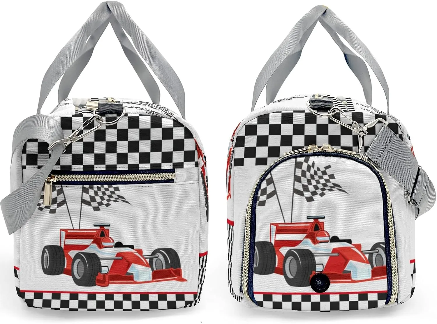 Personalized Race Car Checkered Custom Multi-functional Travel Bag, Unisex Portable Duffel Bag, Short Distance Travel Assistant