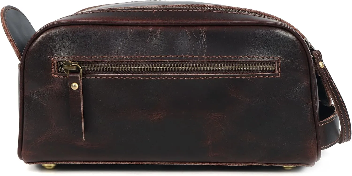 Personalized Toiletry Bag for Men, Engraved Leather Dopp Kit, Name Customize Travel Shaving Bag, Stylish and Functional Travel Companion