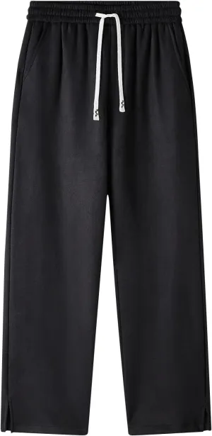 Plus Size Casual Pants for Men Athletic Comfy Pants Plain Drawstring Pants Travel Warm Pants Relaxed Comfort Pants