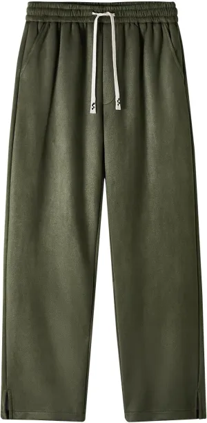Plus Size Casual Pants for Men Athletic Comfy Pants Plain Drawstring Pants Travel Warm Pants Relaxed Comfort Pants