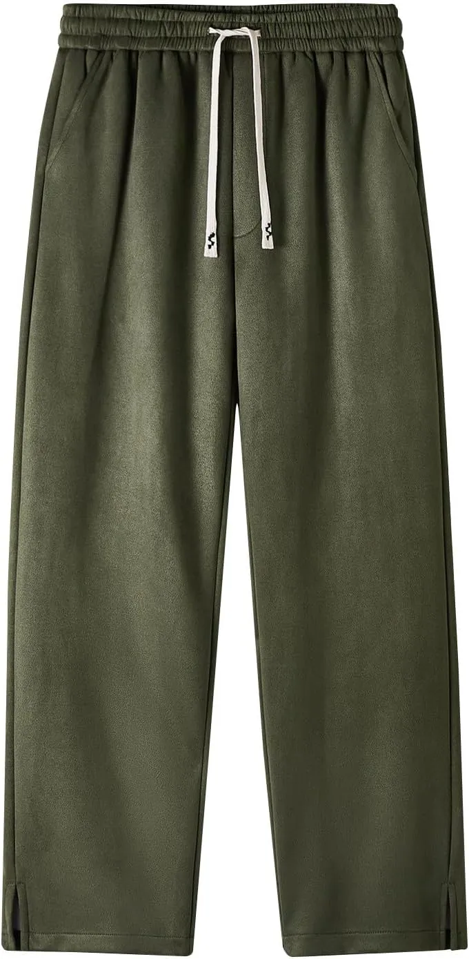 Plus Size Casual Pants for Men Athletic Comfy Pants Plain Drawstring Pants Travel Warm Pants Relaxed Comfort Pants