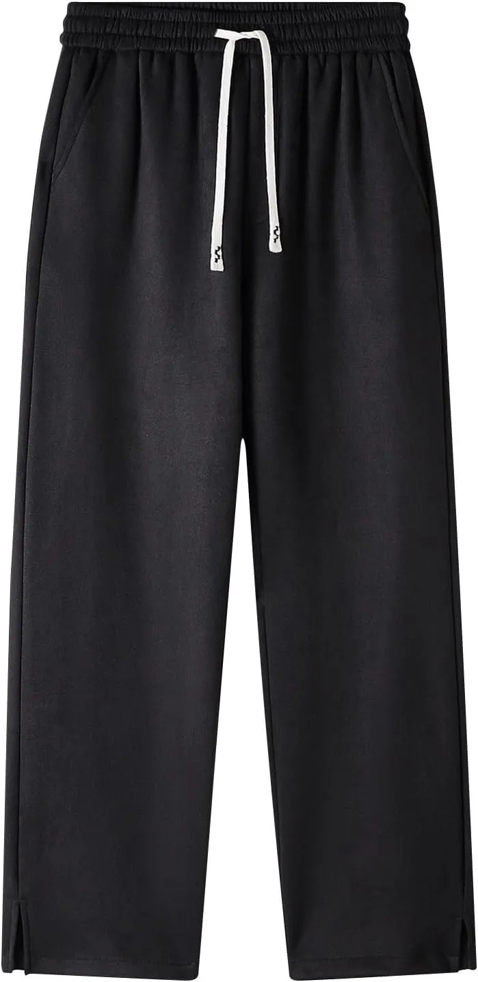 Plus Size Casual Pants for Men Athletic Comfy Pants Plain Drawstring Pants Travel Warm Pants Relaxed Comfort Pants