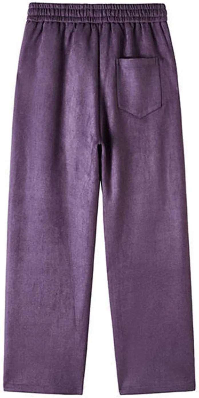 Plus Size Casual Pants for Men Athletic Comfy Pants Plain Drawstring Pants Travel Warm Pants Relaxed Comfort Pants