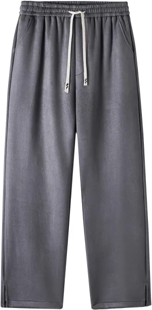Plus Size Casual Pants for Men Athletic Comfy Pants Plain Drawstring Pants Travel Warm Pants Relaxed Comfort Pants