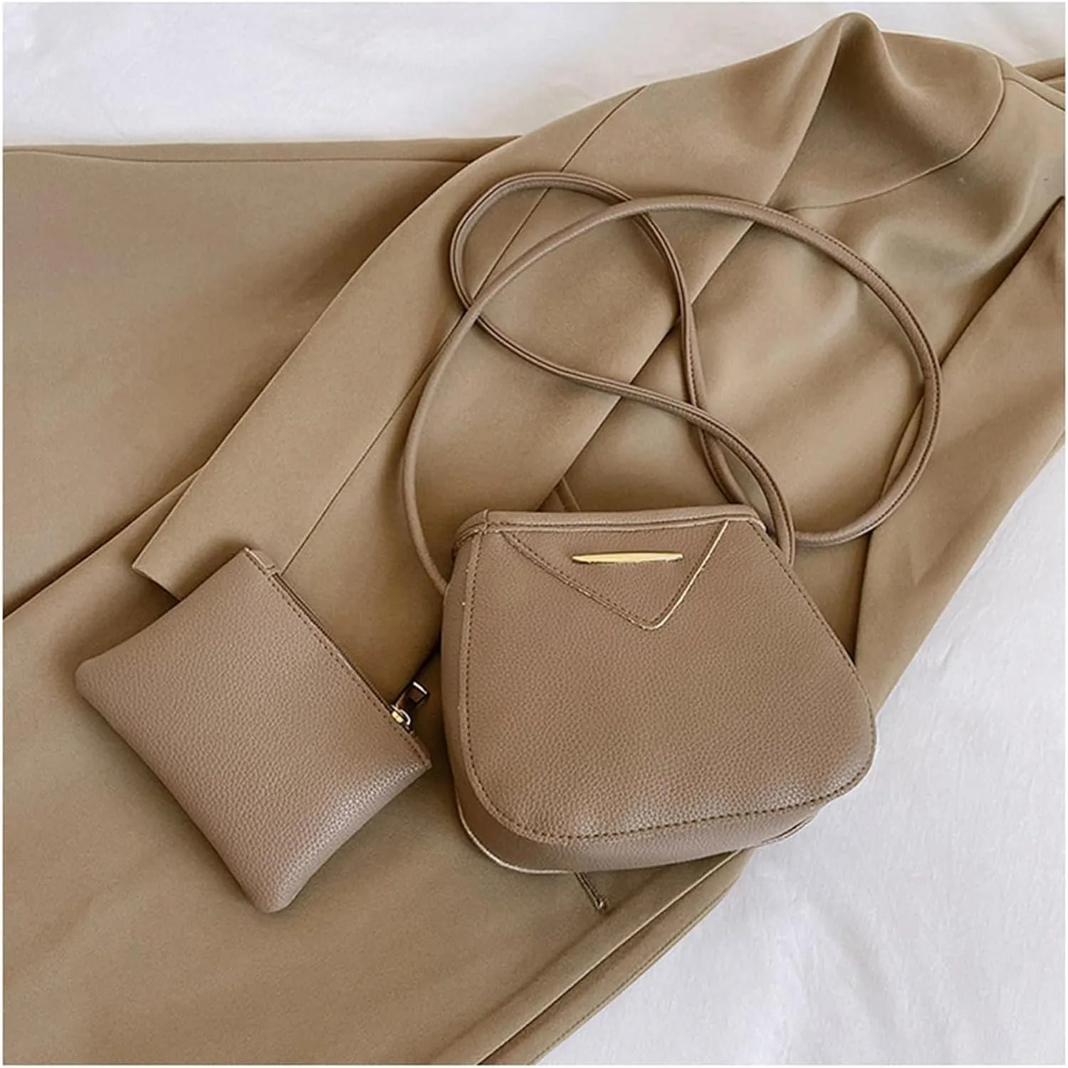 PU Leather Shoulder Bag College Crossbody Bag Tote Hobo Handbag Work PU Handbag and Purse for Women (White)