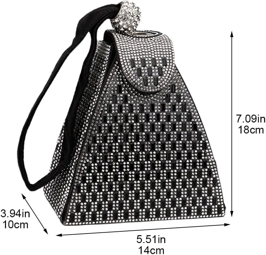 Pyramid Shape Rhinestones Luxury Evening Bags Fashion Evening Handbag Purse Cocktail Wedding Engagement Bag for Party Night