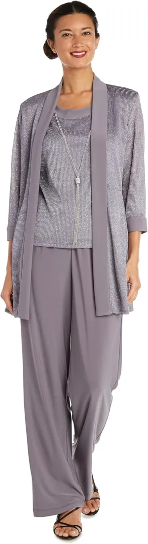 R&M Richards Womens 2PC Metallic Dress with Jacket
