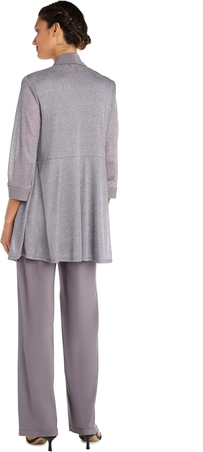 R&M Richards Womens 2PC Metallic Dress with Jacket