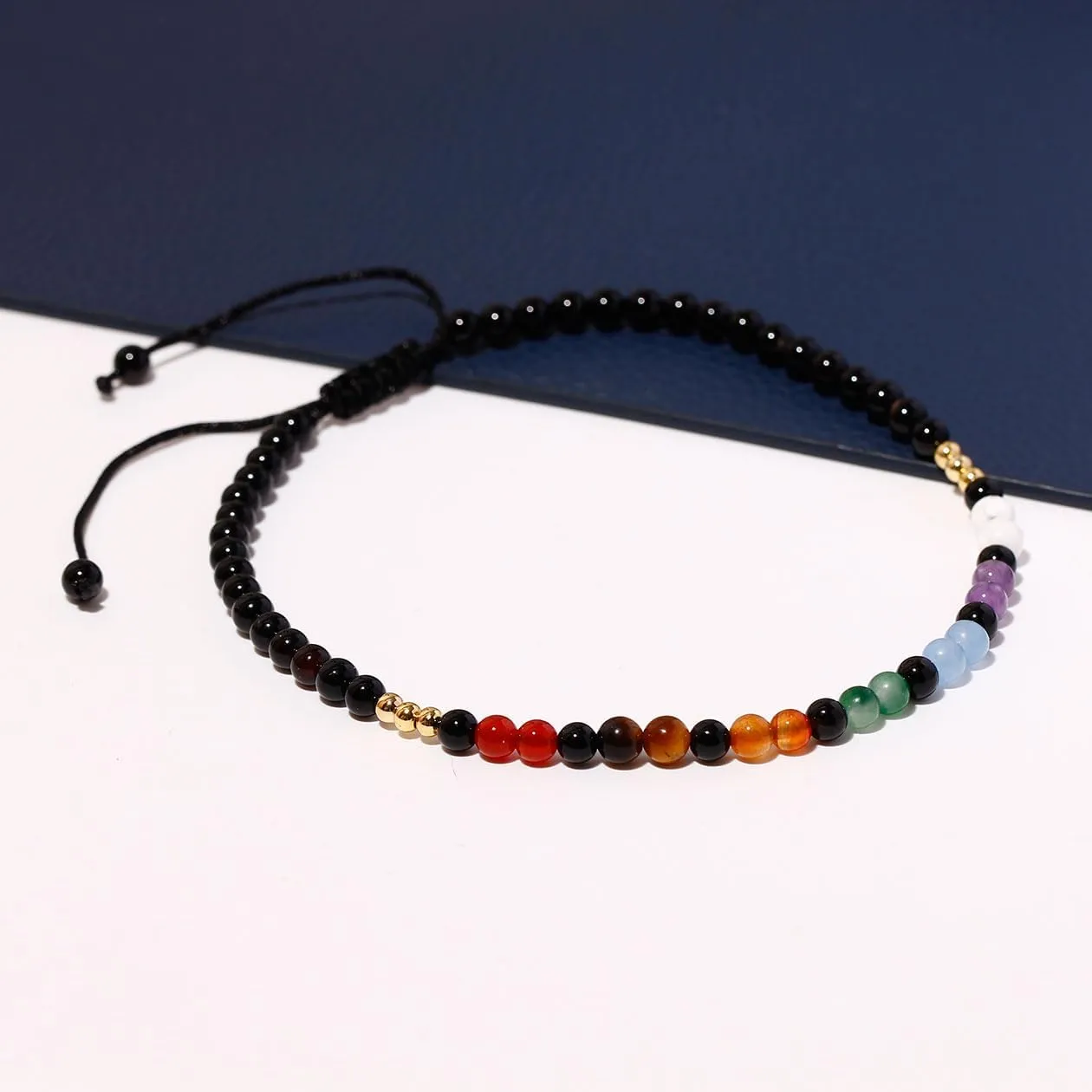 Reiki 7 Chakra Beaded Anklet Meditation Yoga Colorful Ankle Bracelets for Women Balance Beach Foot Jewelry Adjustable