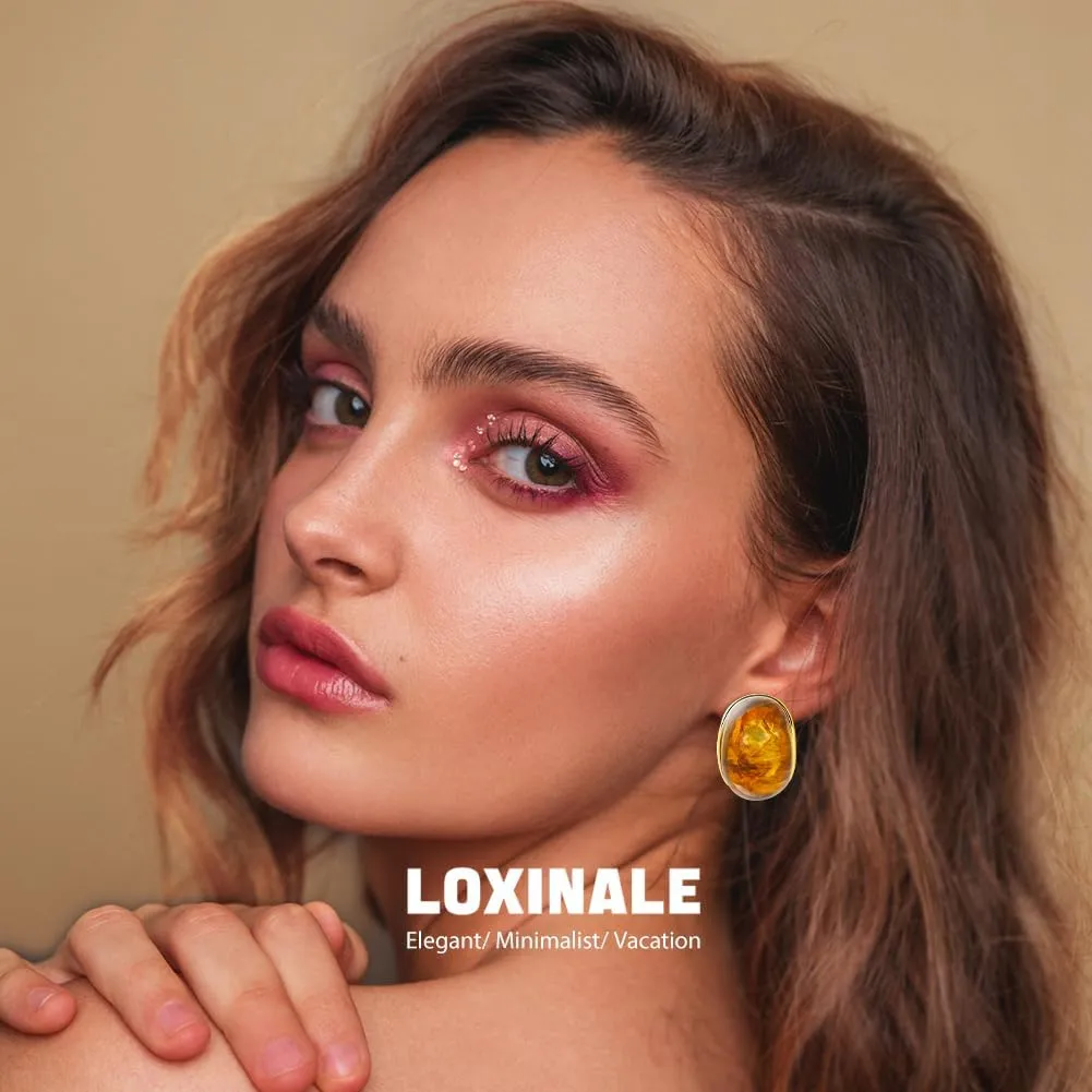 Resin Half Hoops Earrings - Statement Chunky Hoop Earings, Thick Open Loop Stud Earings for Vacation Elegant, Ideal Trendy C Circle Jewelry As Gift