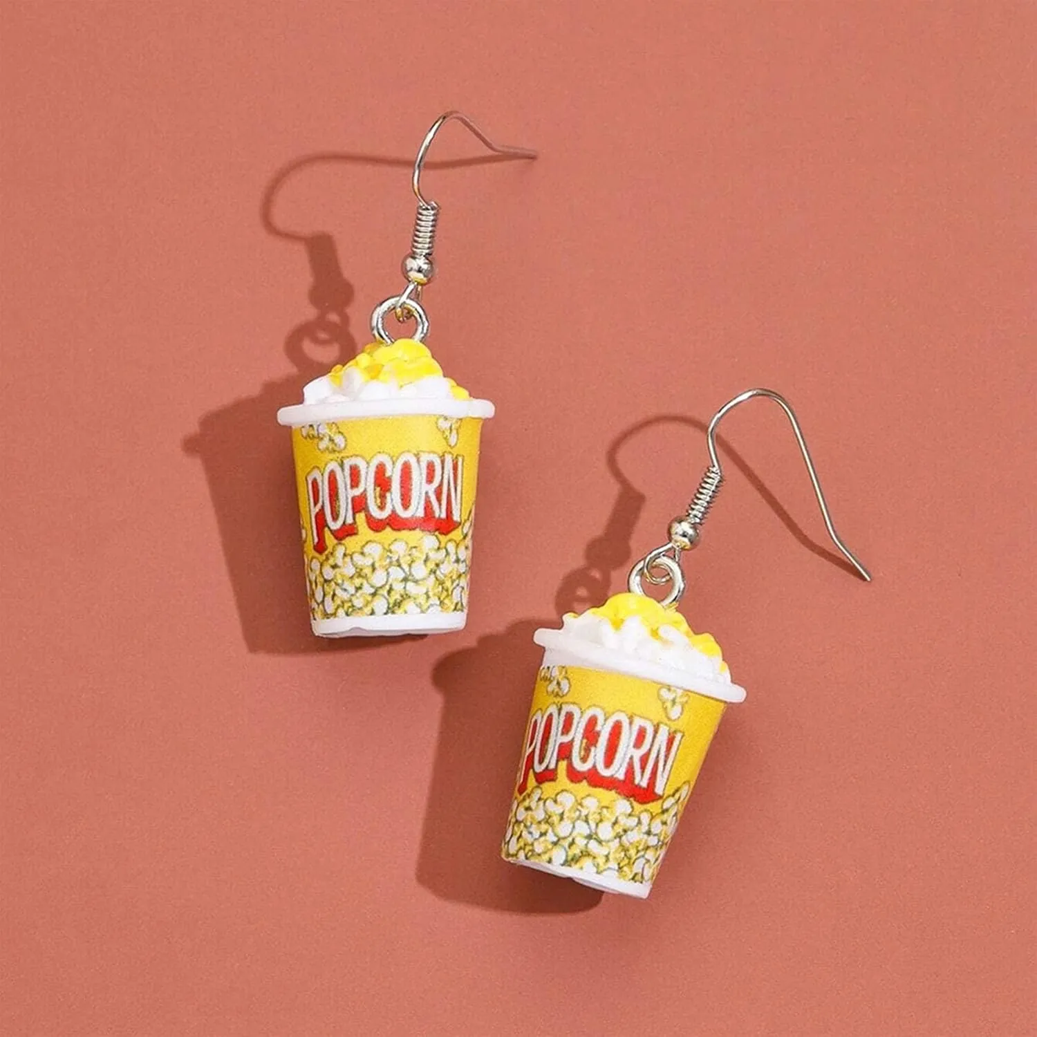 Resin Handmade Cute Earring Funny Emulational Resin Earring Charm Food Cartoon Snacks Popcorn Earrings for Women Gift
