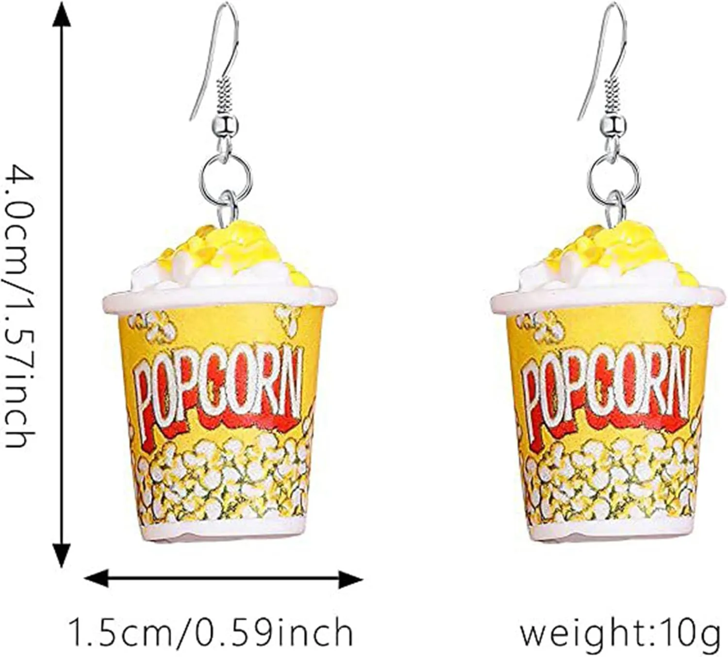 Resin Handmade Cute Earring Funny Emulational Resin Earring Charm Food Cartoon Snacks Popcorn Earrings for Women Gift