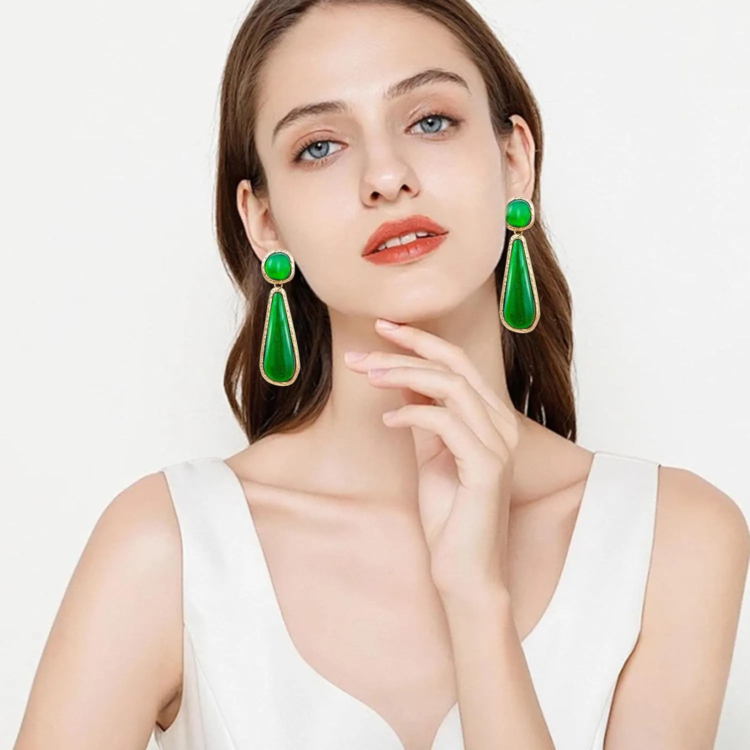 Resin Teardrop Dangle Drop Earrings for Women Hypoallergenic Jewelry Gifts Prom and Dressy Everyday Wear