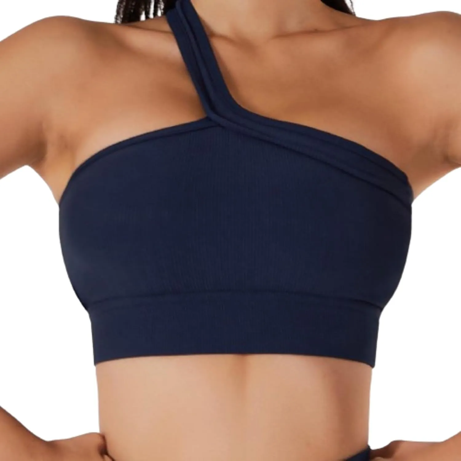 Rib Tops Gym One Shoulder Bra One Strap Bra One Shoulder Workout Top Athletic Tops for Women Seamless Lonng Crop Tank