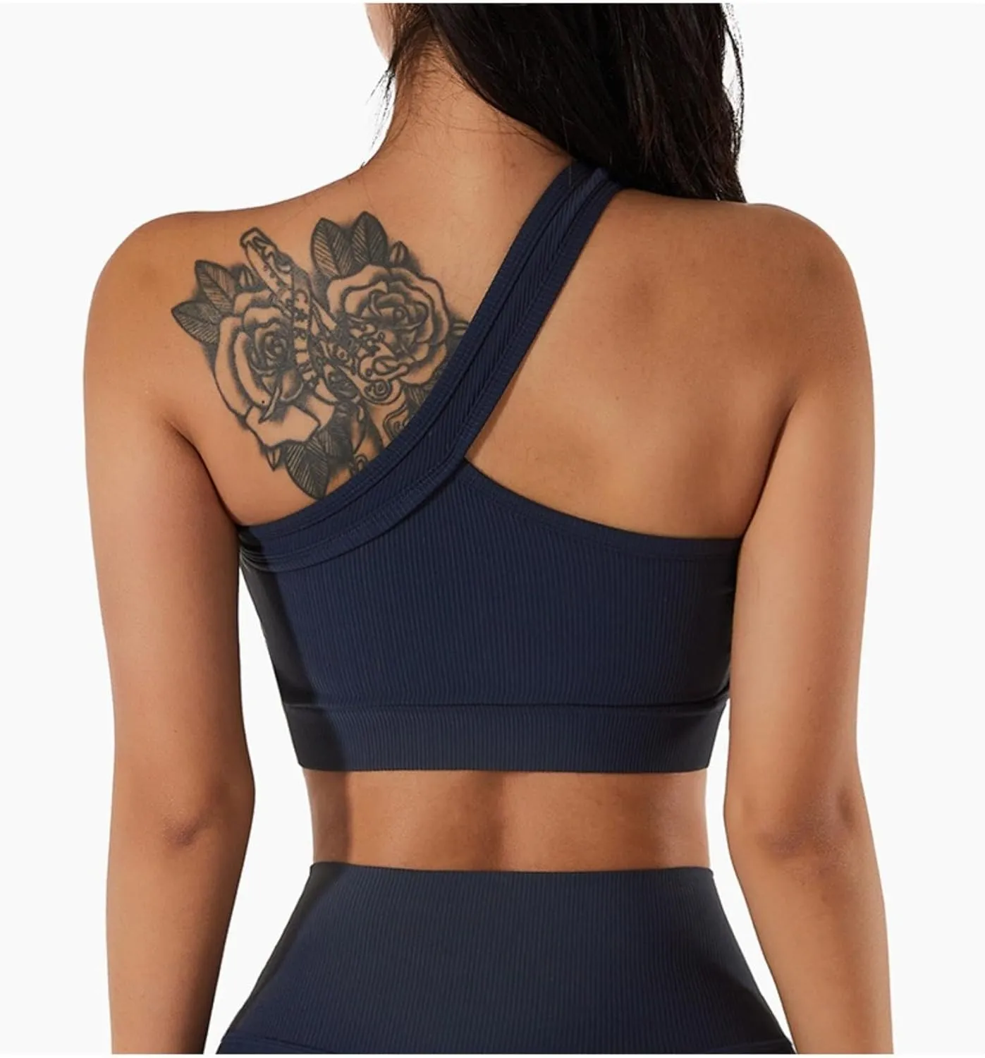 Rib Tops Gym One Shoulder Bra One Strap Bra One Shoulder Workout Top Athletic Tops for Women Seamless Lonng Crop Tank