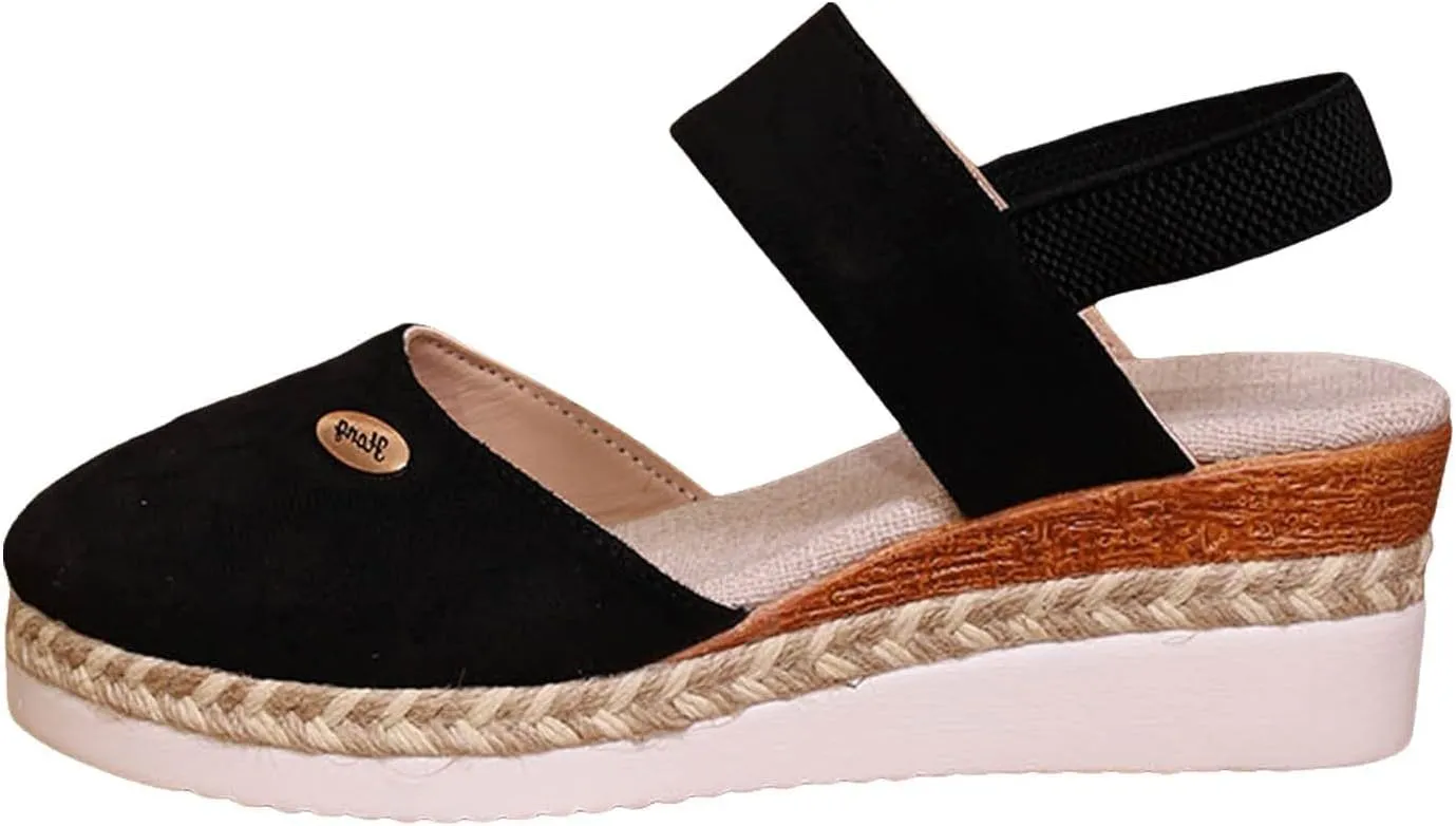 Sandals for Women Dressy Closed Toe Espadrilles Platform Wedge Heels Orthopedic Sandals Ankle Strap Sandal