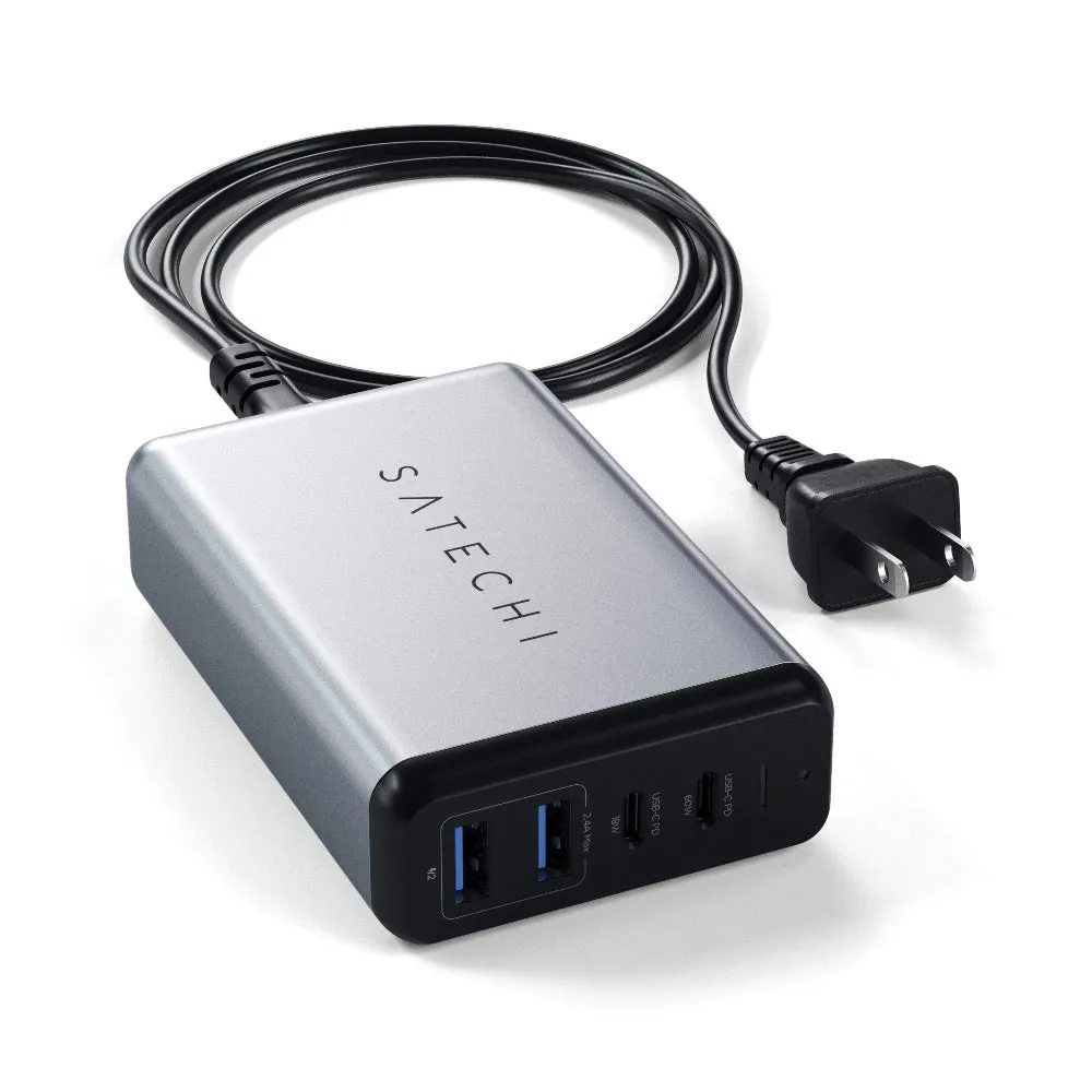SATECHI 75W PD Dual Port Travel Charger (2x USB-C   2x USB-A) - Space Gray