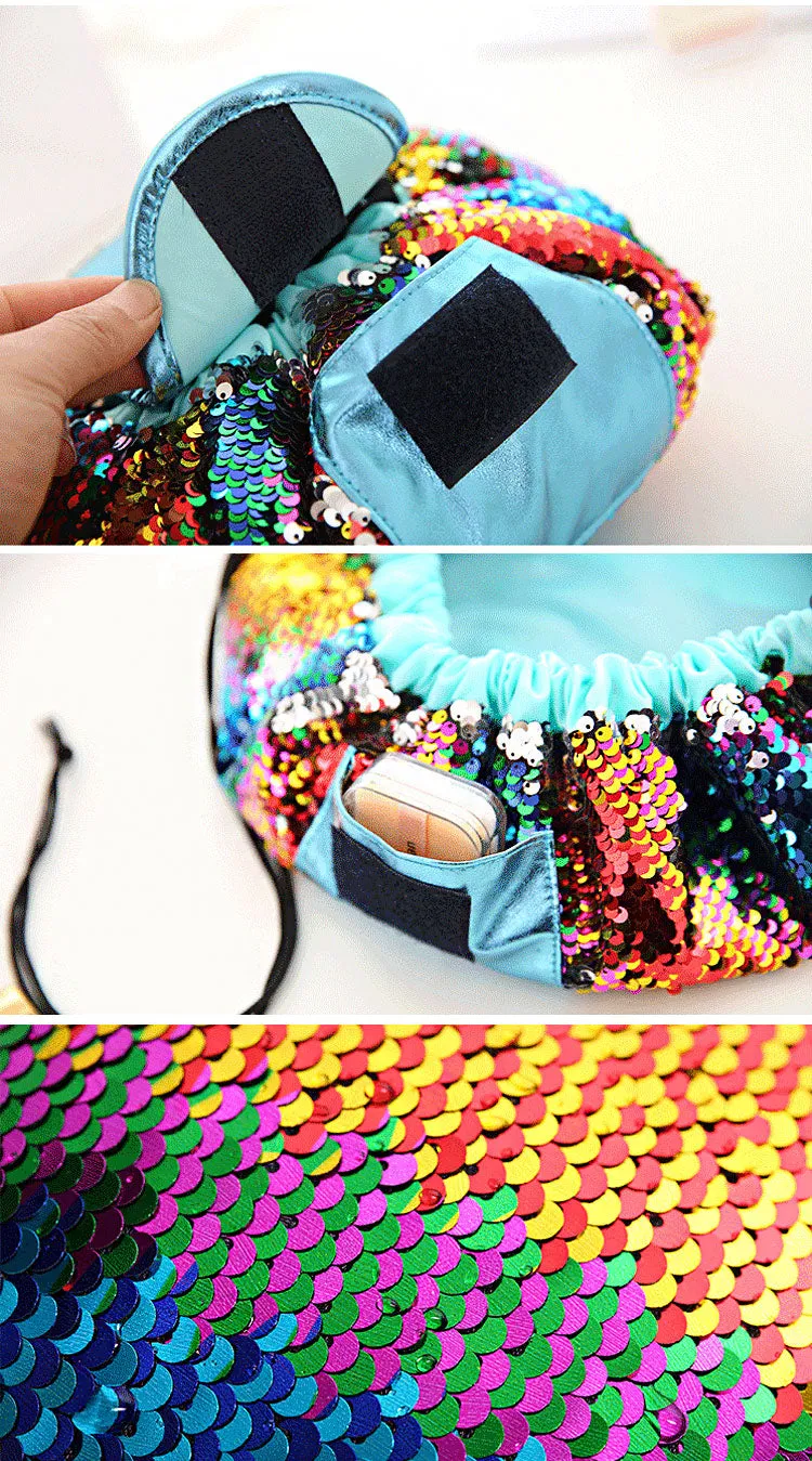 Sequin Drawstring Makeup Bag