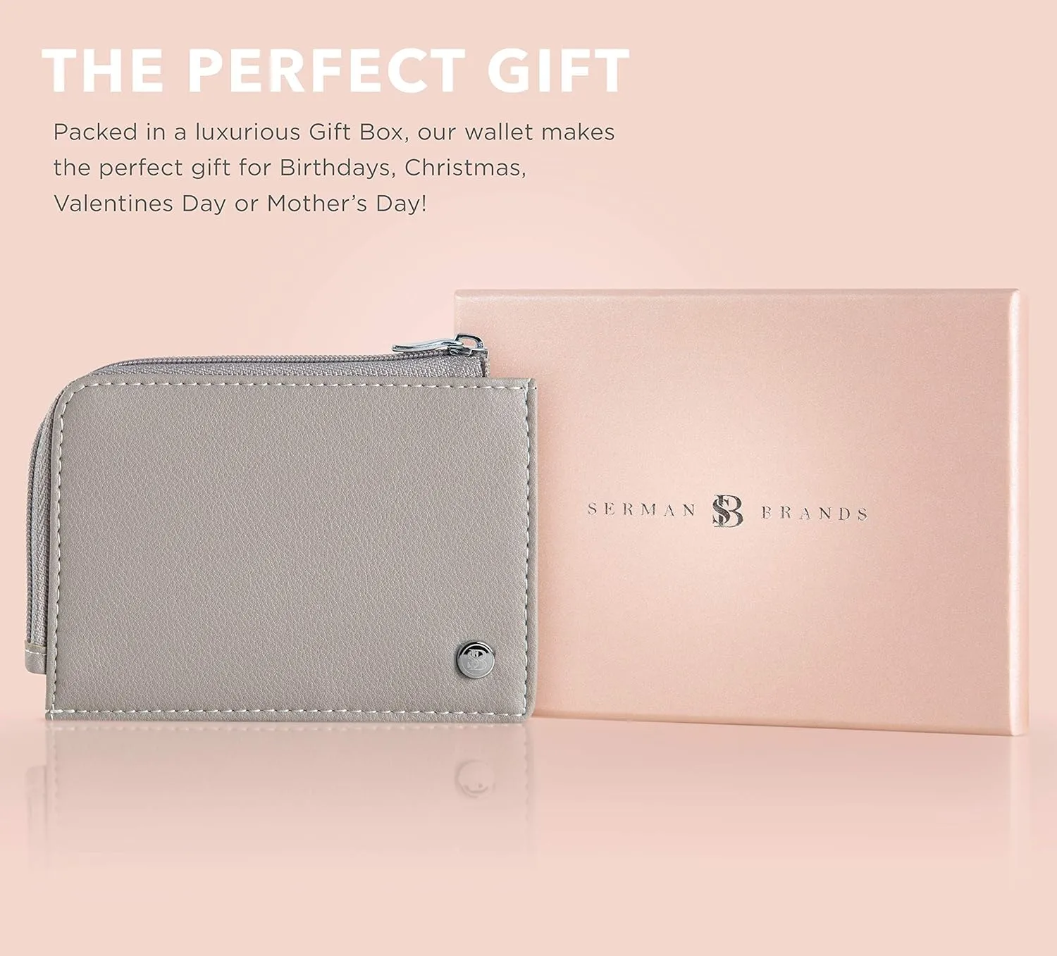 SERMAN BRANDS Wallet Women Zipper Rfid Blocking Small Compact Luxury Leather Pocket Wallet Ladies Mini Purse Credit Card Holder - Compact