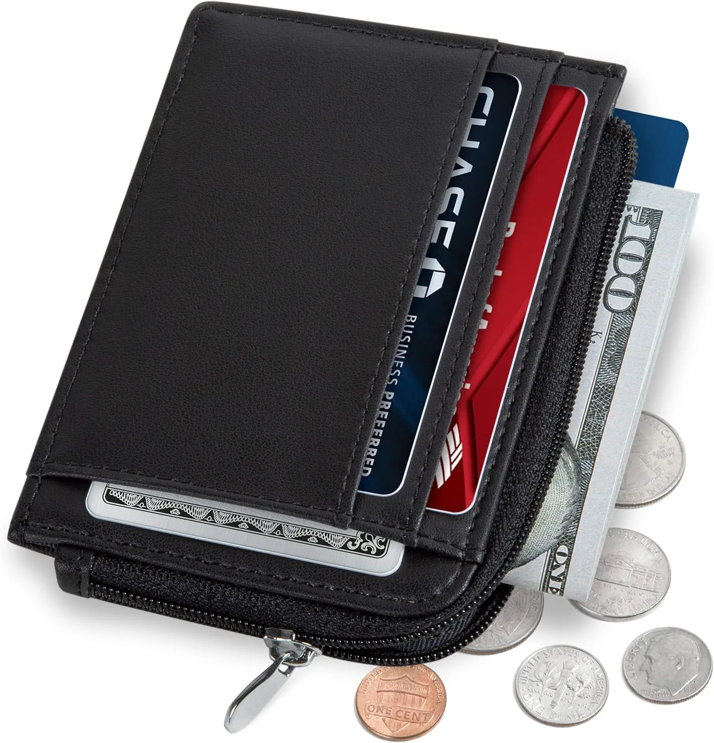 SERMAN BRANDS Wallet Women Zipper Rfid Blocking Small Compact Luxury Leather Pocket Wallet Ladies Mini Purse Credit Card Holder - Compact