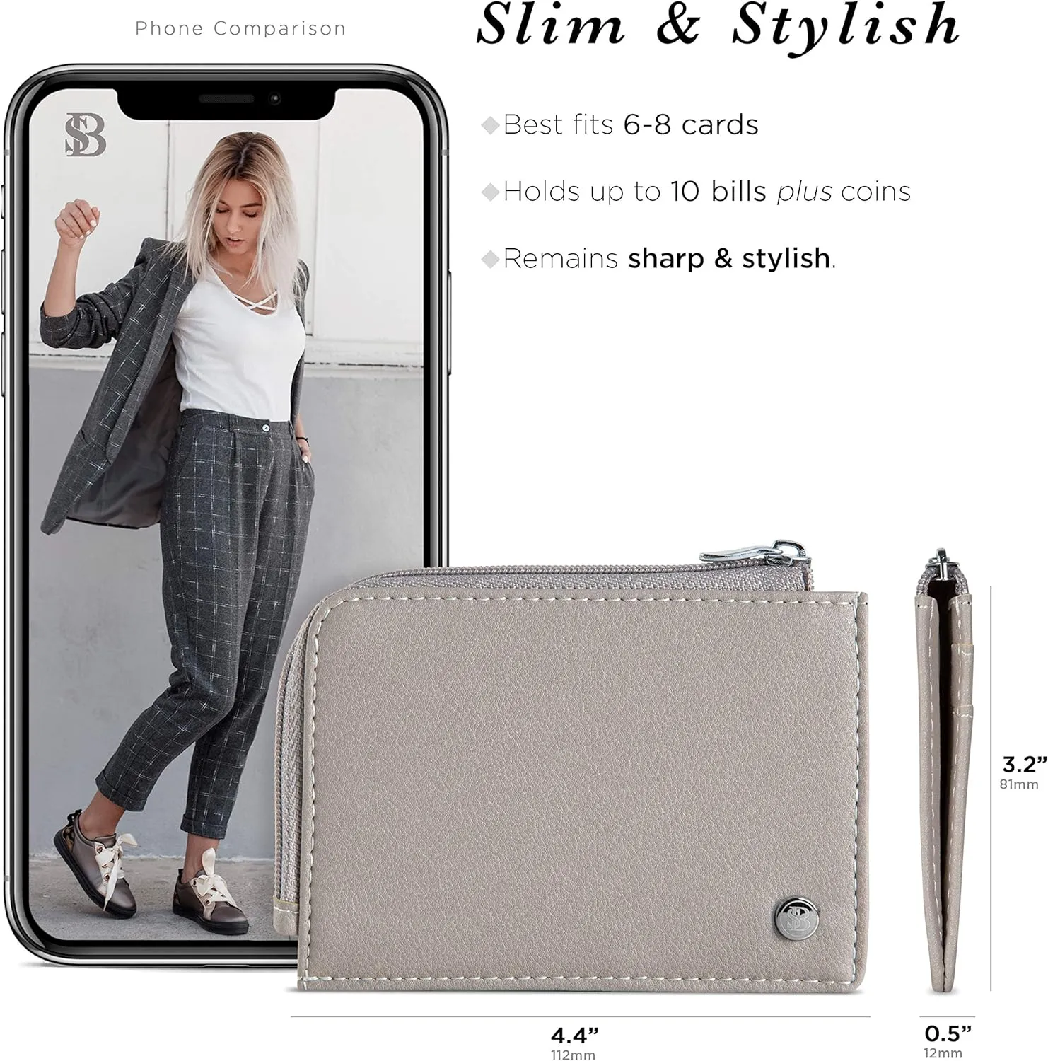 SERMAN BRANDS Wallet Women Zipper Rfid Blocking Small Compact Luxury Leather Pocket Wallet Ladies Mini Purse Credit Card Holder - Compact
