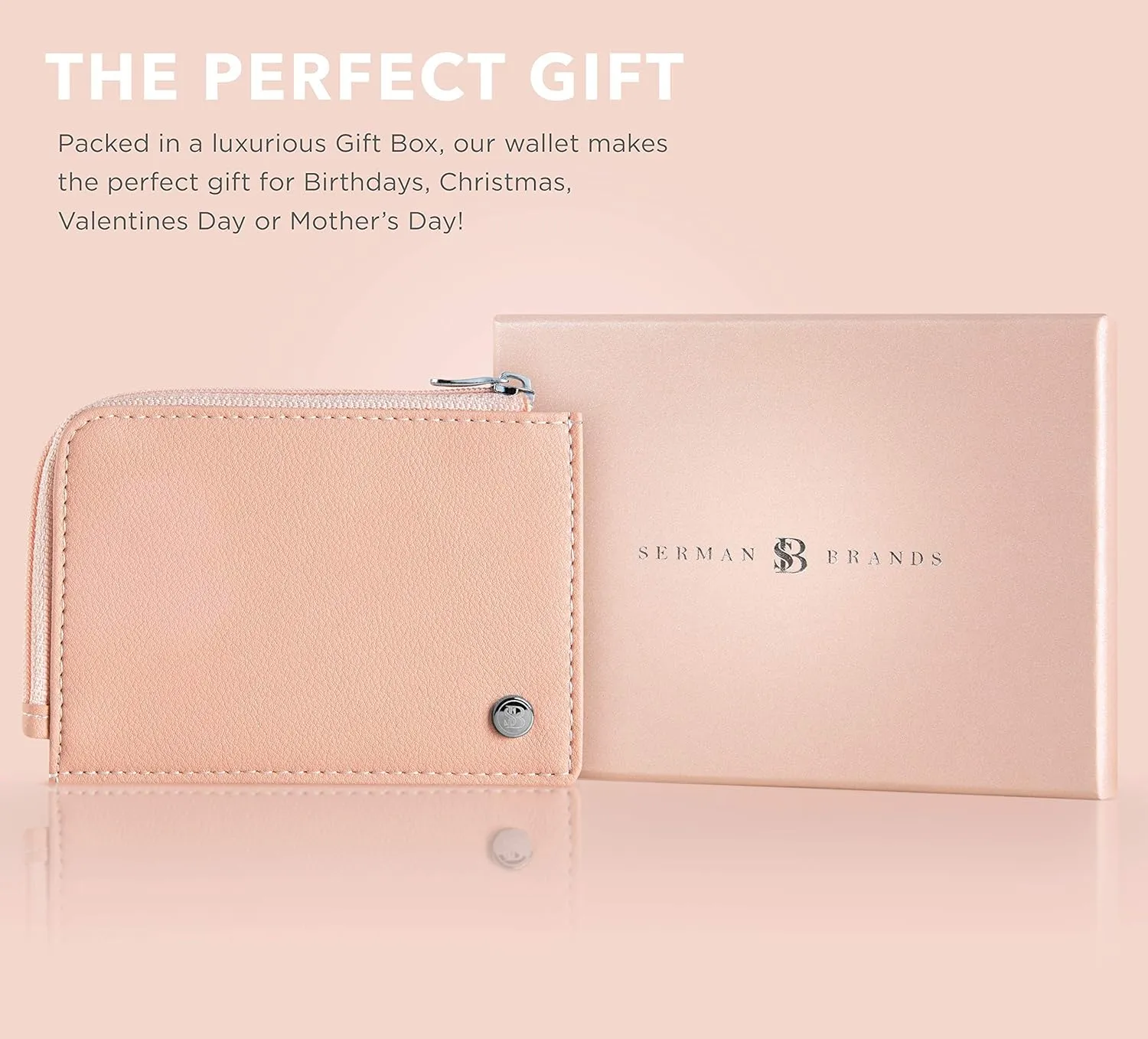 SERMAN BRANDS Wallet Women Zipper Rfid Blocking Small Compact Luxury Leather Pocket Wallet Ladies Mini Purse Credit Card Holder - Compact