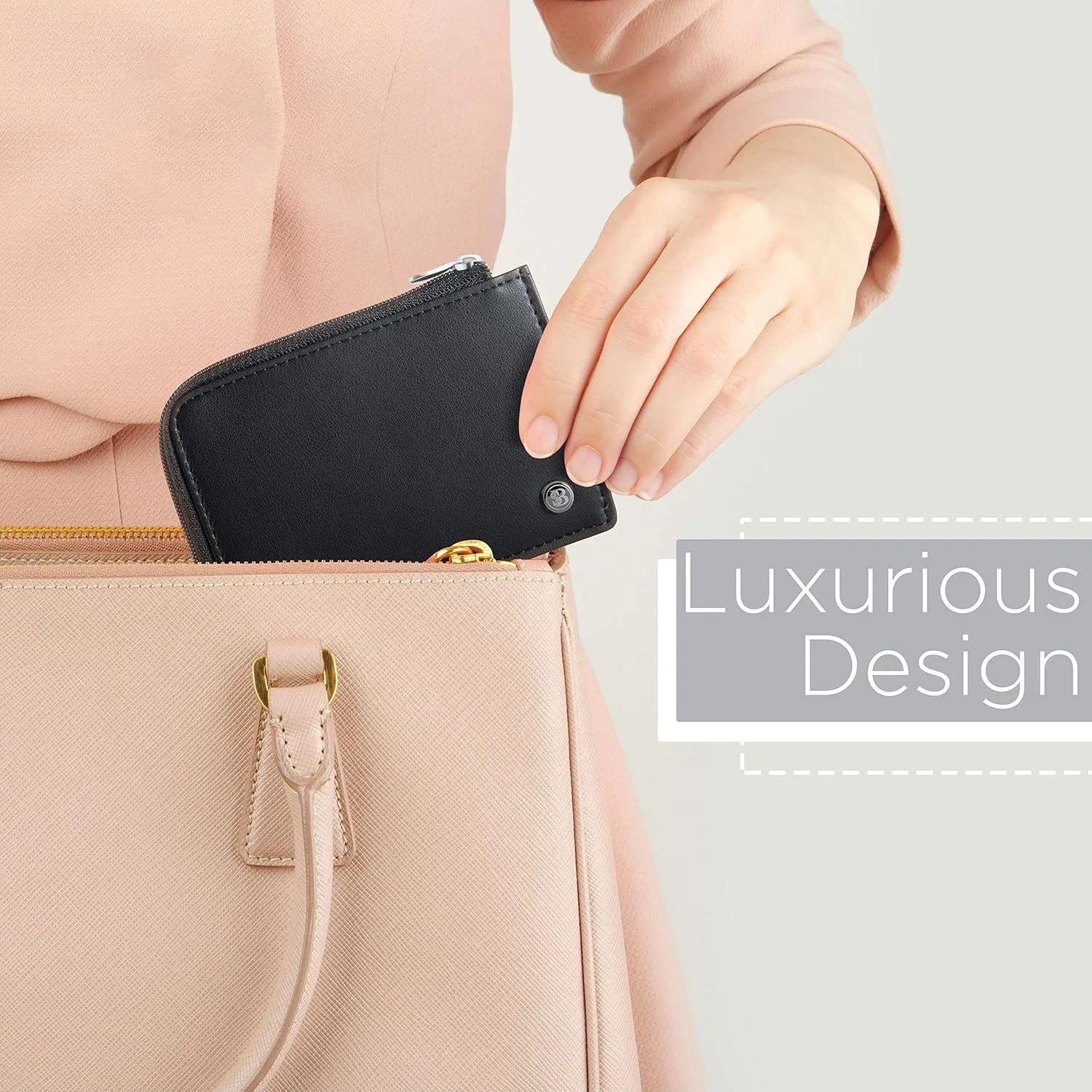 SERMAN BRANDS Wallet Women Zipper Rfid Blocking Small Compact Luxury Leather Pocket Wallet Ladies Mini Purse Credit Card Holder - Compact