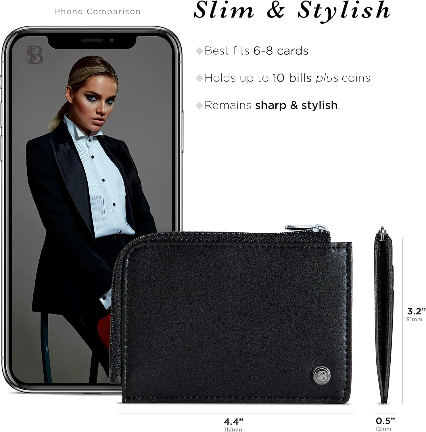 SERMAN BRANDS Wallet Women Zipper Rfid Blocking Small Compact Luxury Leather Pocket Wallet Ladies Mini Purse Credit Card Holder - Compact