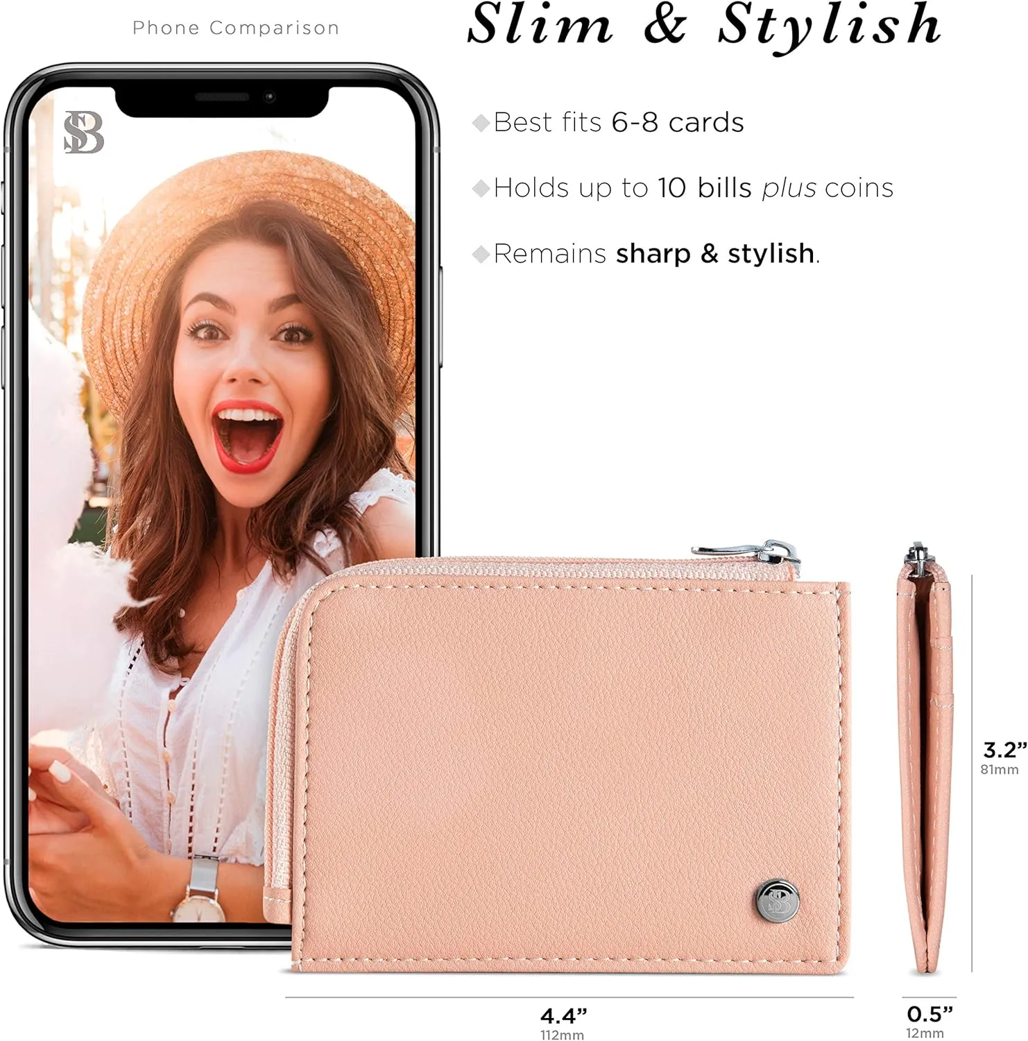 SERMAN BRANDS Wallet Women Zipper Rfid Blocking Small Compact Luxury Leather Pocket Wallet Ladies Mini Purse Credit Card Holder - Compact
