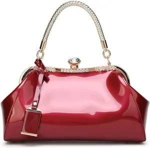 Shoulder Clutch Purse with Adjustable Strap Evening Crossbody Wallet Women Retro Top Handle Handbag Kiss Lock