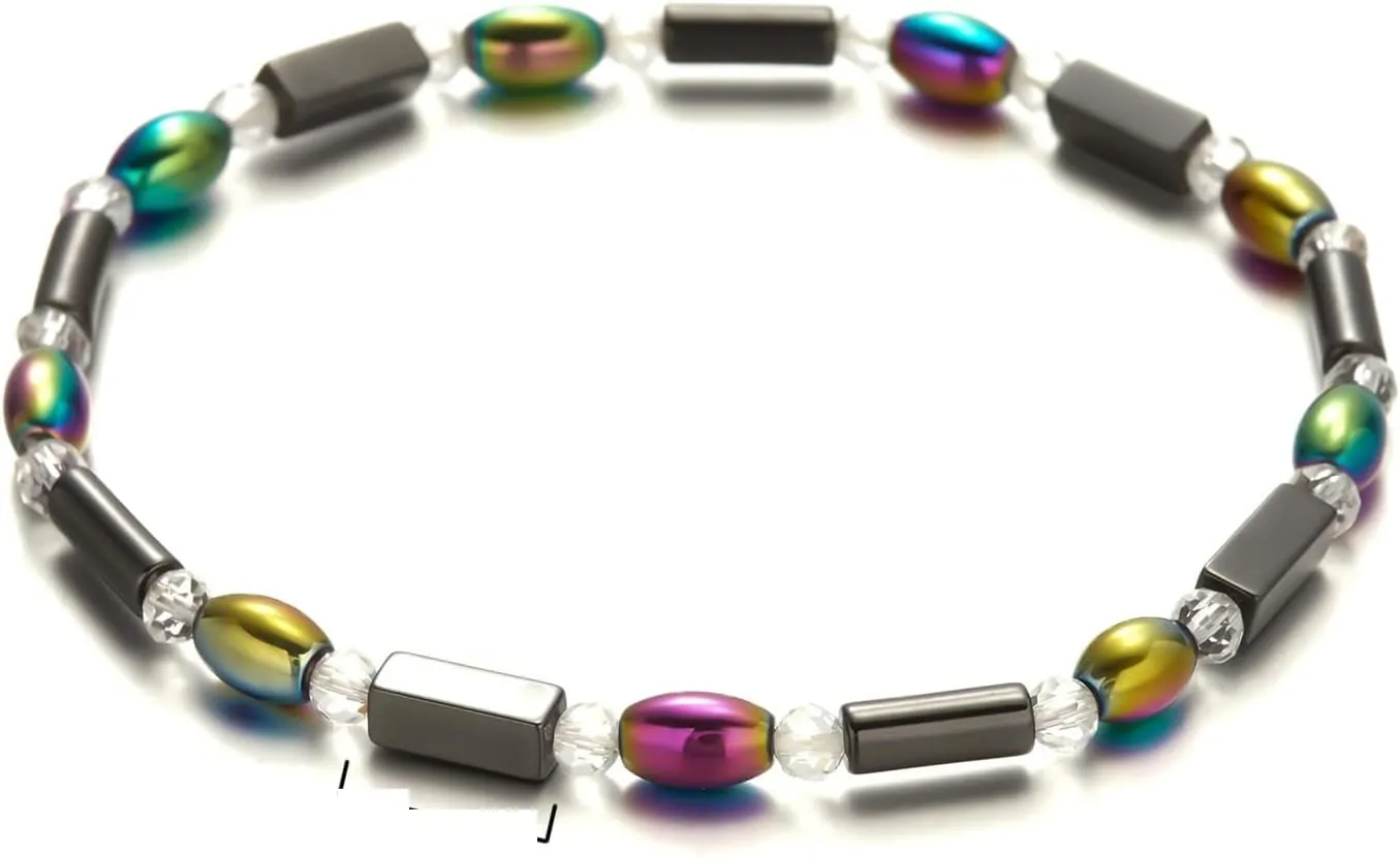 Simple Beaded Anklet for Women Men Black Oval Five Pointed Star Bracelet Slimming (AK22Y0026)