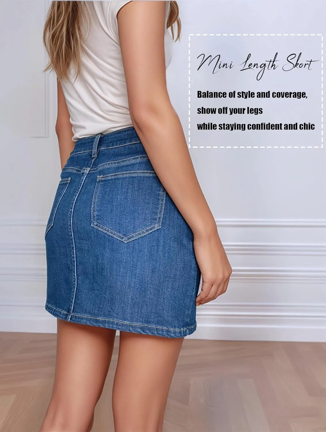 Skorts Skirts for Women Denim Mini Skirt High Waisted Slit Skirt with Pockets Womens Wrap Jean Skirt with Shorts