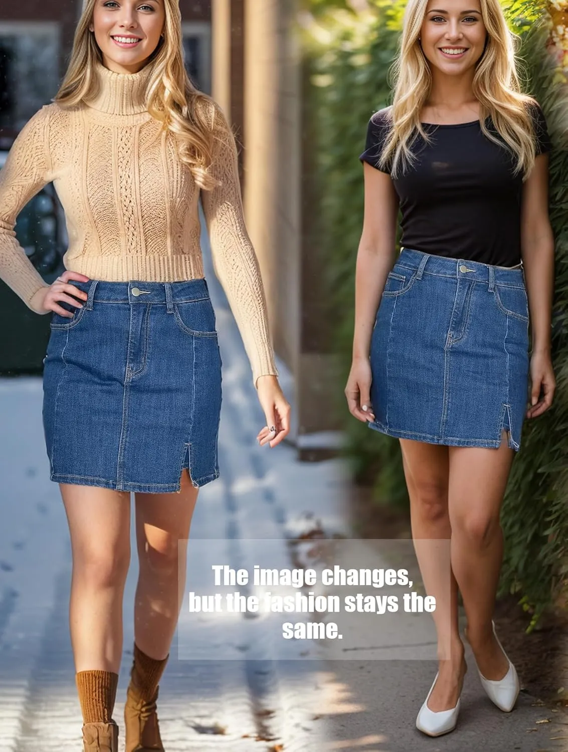 Skorts Skirts for Women Denim Mini Skirt High Waisted Slit Skirt with Pockets Womens Wrap Jean Skirt with Shorts
