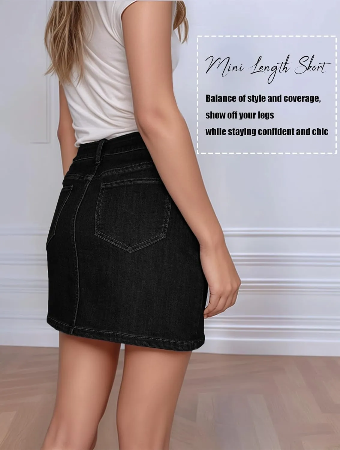 Skorts Skirts for Women Denim Mini Skirt High Waisted Slit Skirt with Pockets Womens Wrap Jean Skirt with Shorts