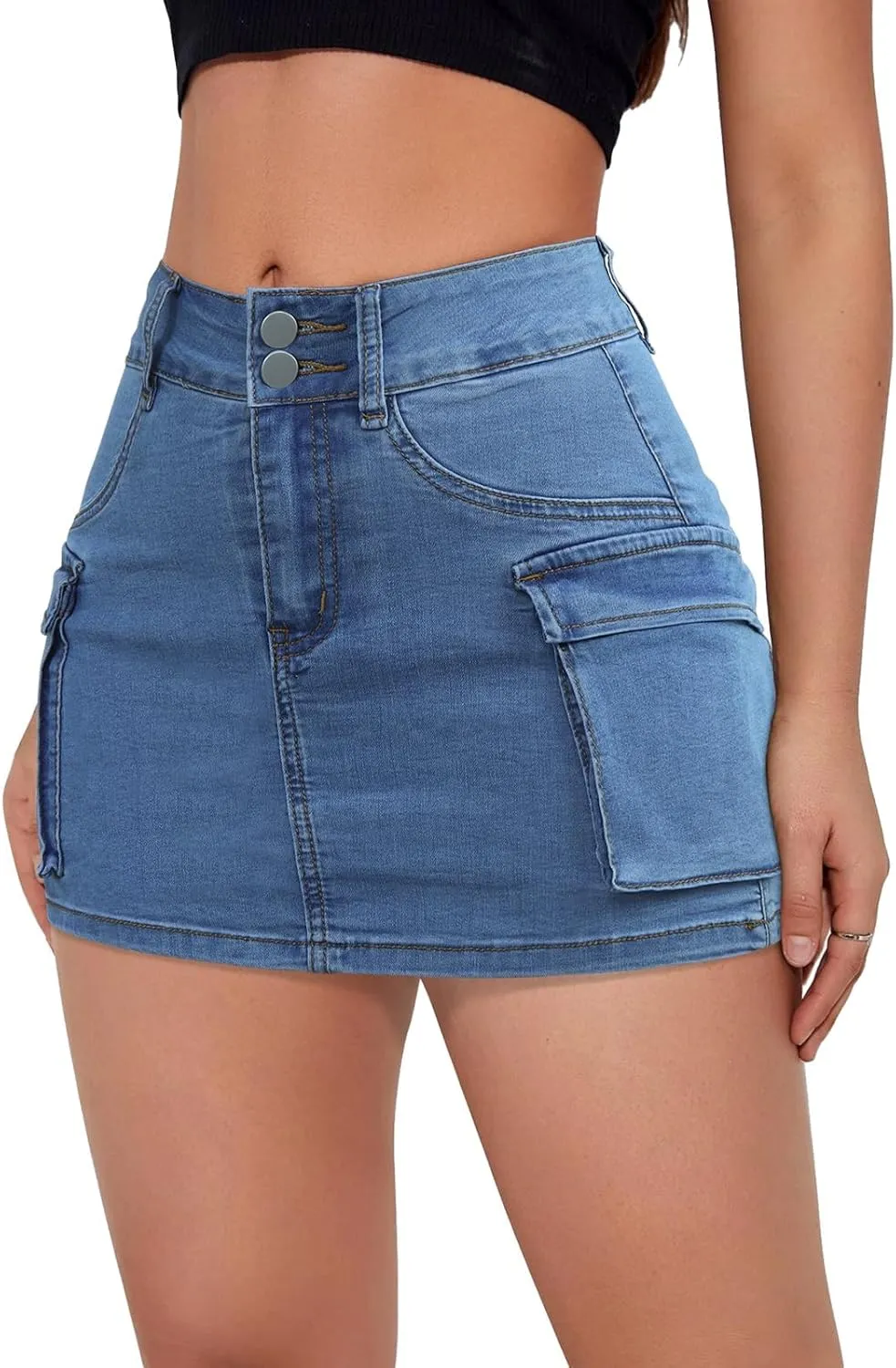 Skorts Skirts for Women Trendy Y2k Cargo Denim Mini Skirt High Waisted Stretchy Jean Shorts