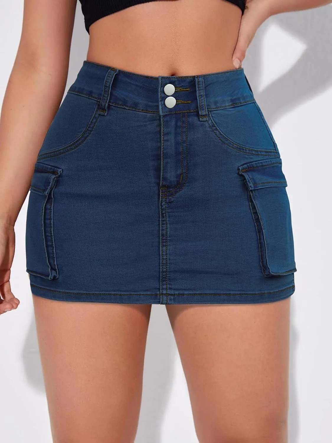Skorts Skirts for Women Trendy Y2k Cargo Denim Mini Skirt High Waisted Stretchy Jean Shorts