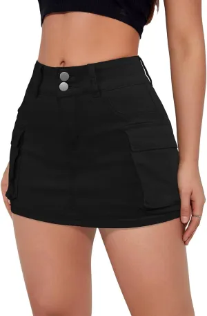 Skorts Skirts for Women Trendy Y2k Cargo Denim Mini Skirt High Waisted Stretchy Jean Shorts