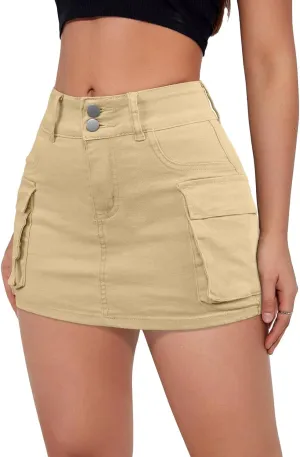 Skorts Skirts for Women Trendy Y2k Cargo Denim Mini Skirt High Waisted Stretchy Jean Shorts