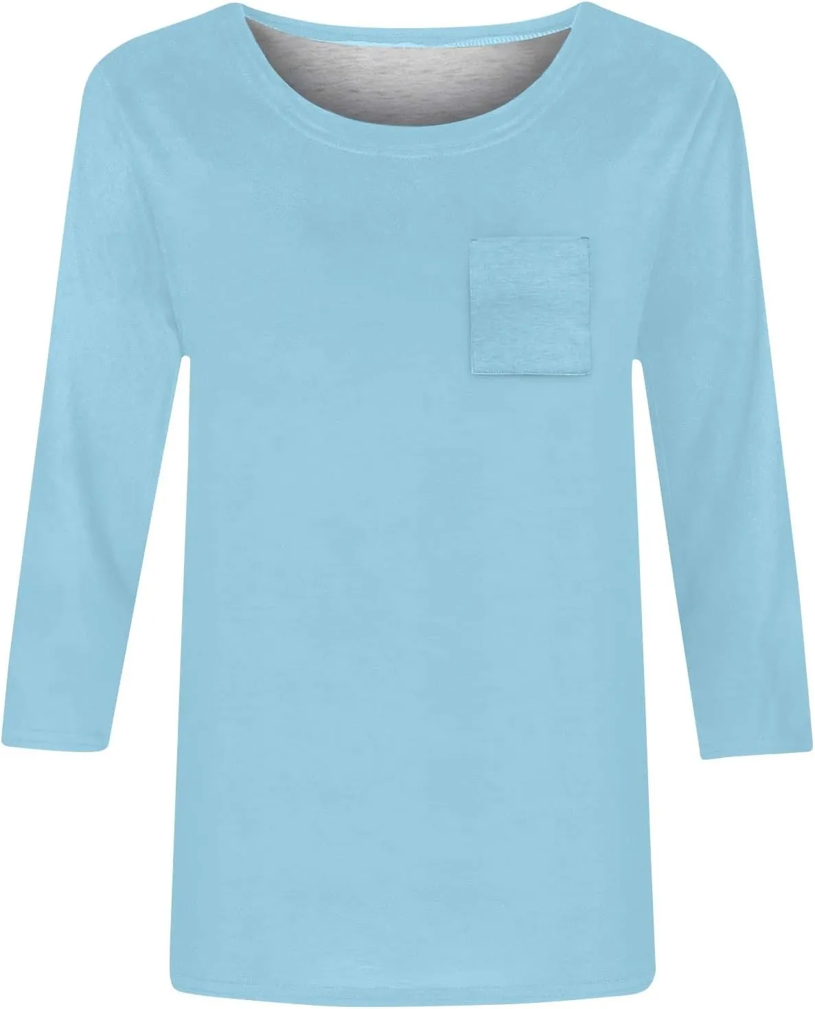slqdgmryz 3/4 Length Sleeve Womens Tops Dressy Casual Crewneck Tshirts Shirts with Pocket Three Quarter Workout Blouses