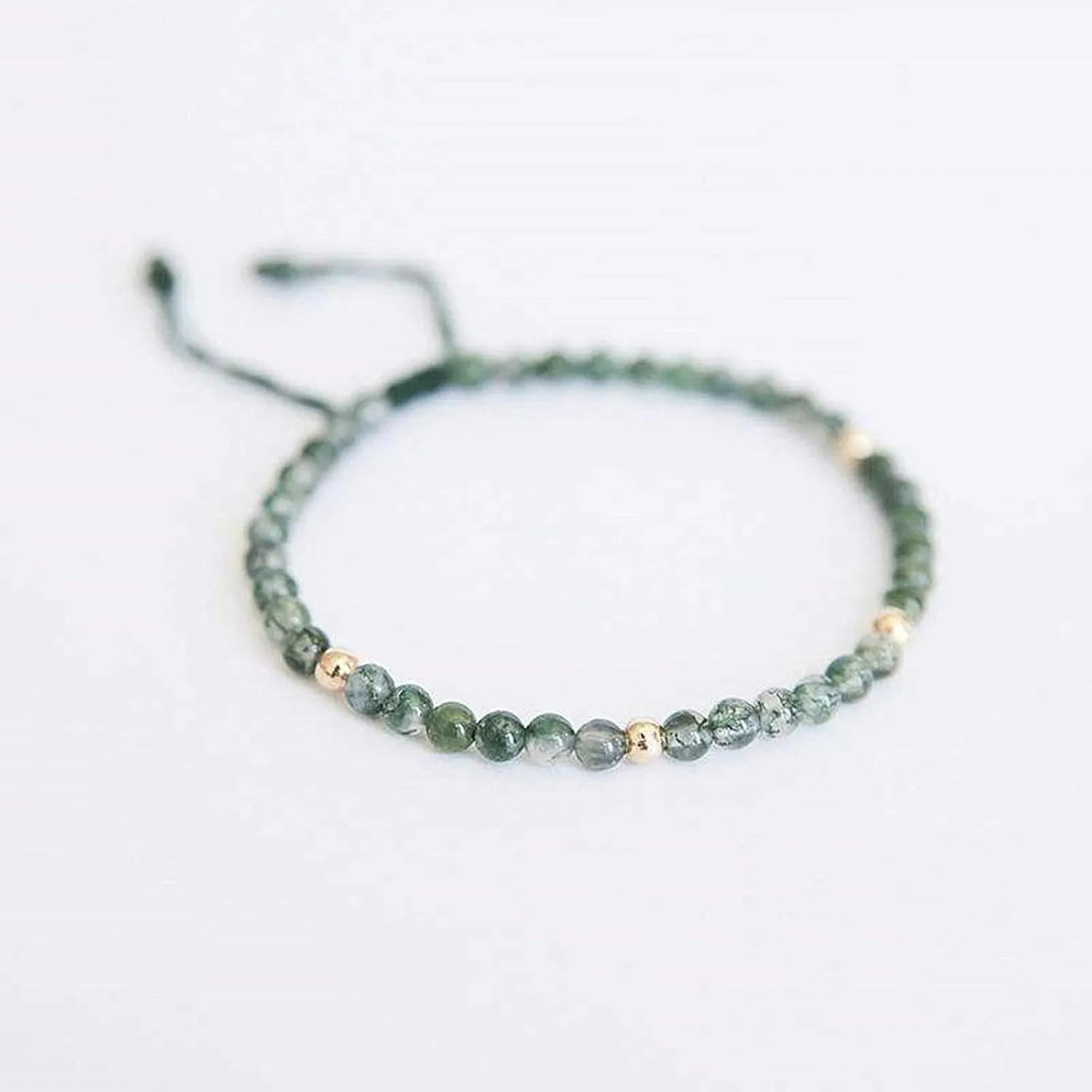 Small Natural Agate Stone Beaded Bracelets Meditation Green Color Balance Hand-Woven Thin Bracelet Charm Jewelry Gift