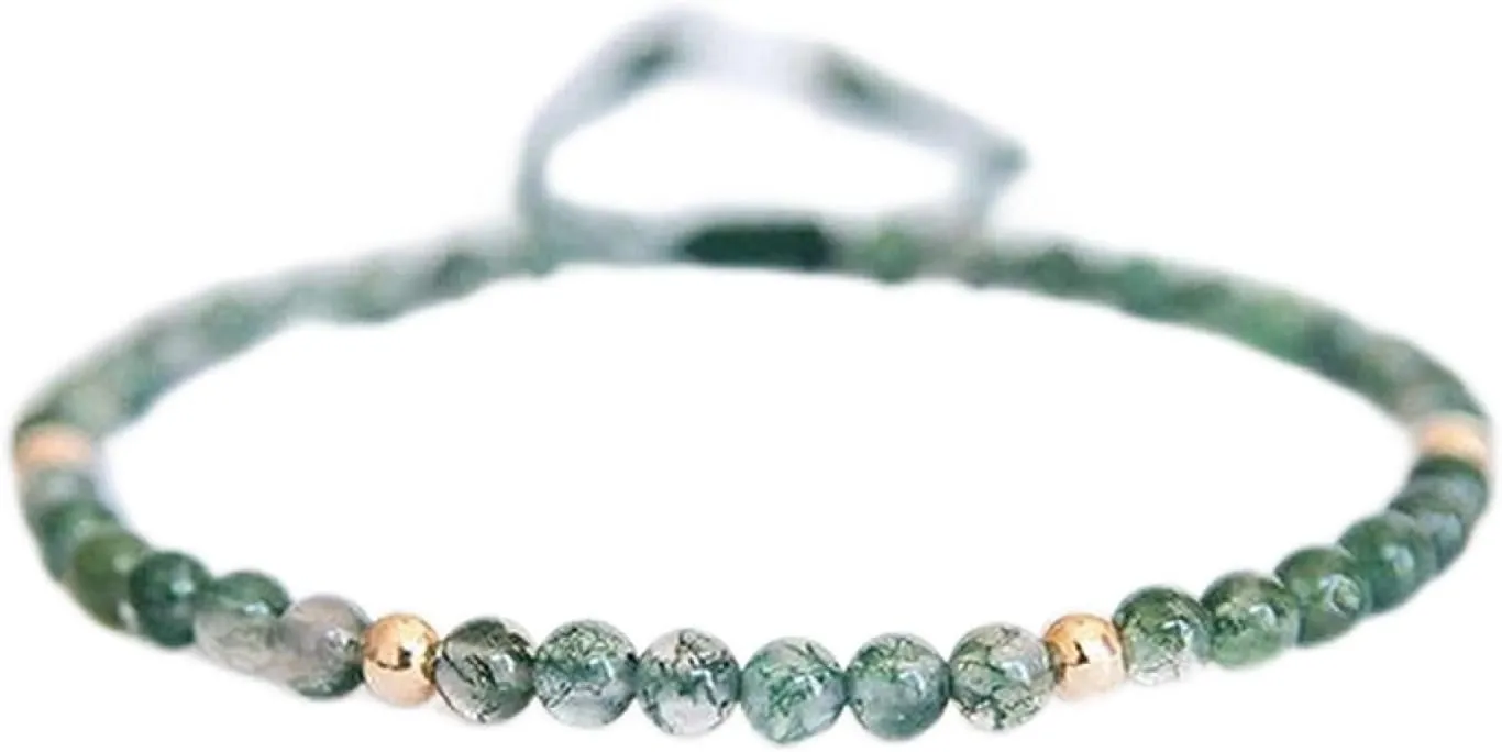Small Natural Agate Stone Beaded Bracelets Meditation Green Color Balance Hand-Woven Thin Bracelet Charm Jewelry Gift