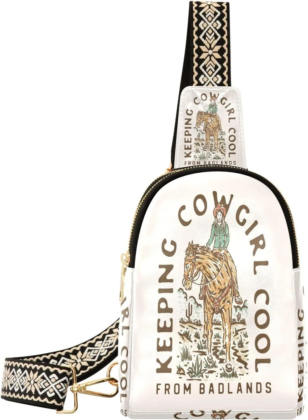 Small Sling Bag Fanny Packs Crossbody Bags for Women Cowgirl Horse Leather Fashion Chest Bag Belt Bag for Women for Travel Sports Running Hiking