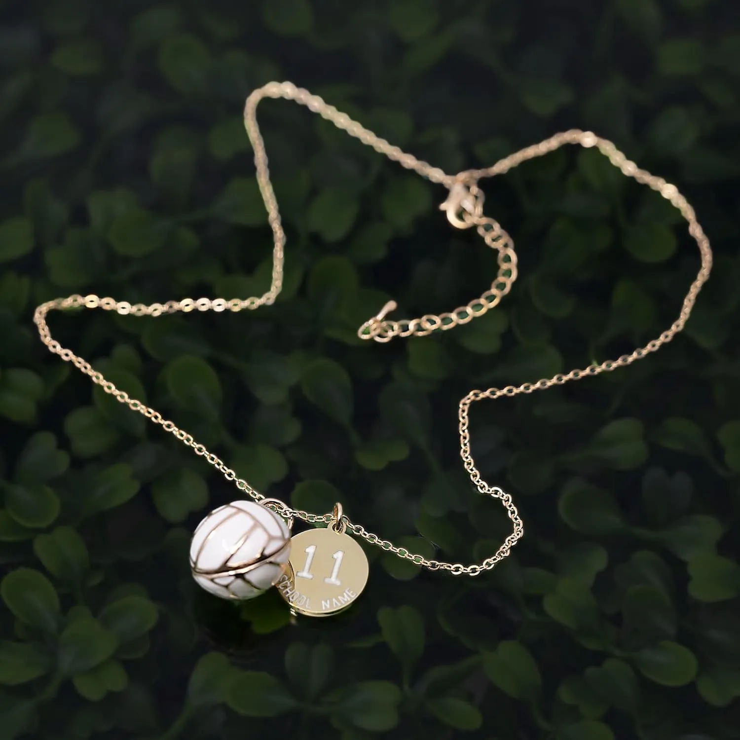 Sport and Athlete Necklace with Personalized Round Charm with Your Number, Name, Initial and Message
