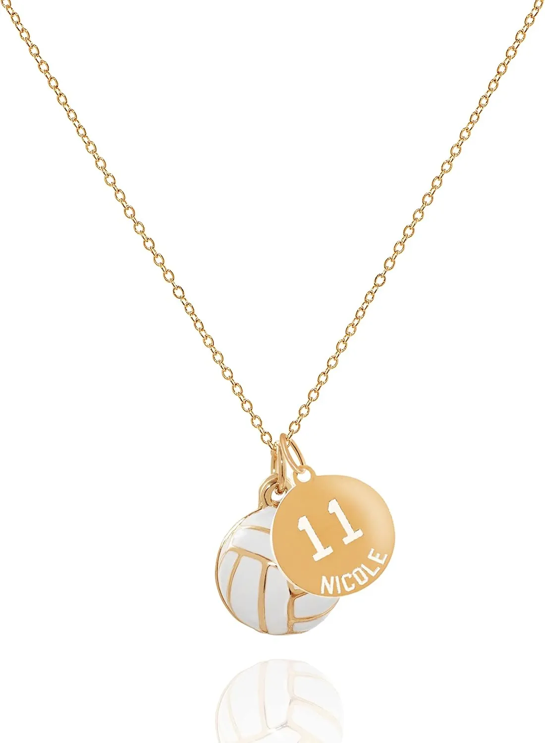 Sport and Athlete Necklace with Personalized Round Charm with Your Number, Name, Initial and Message