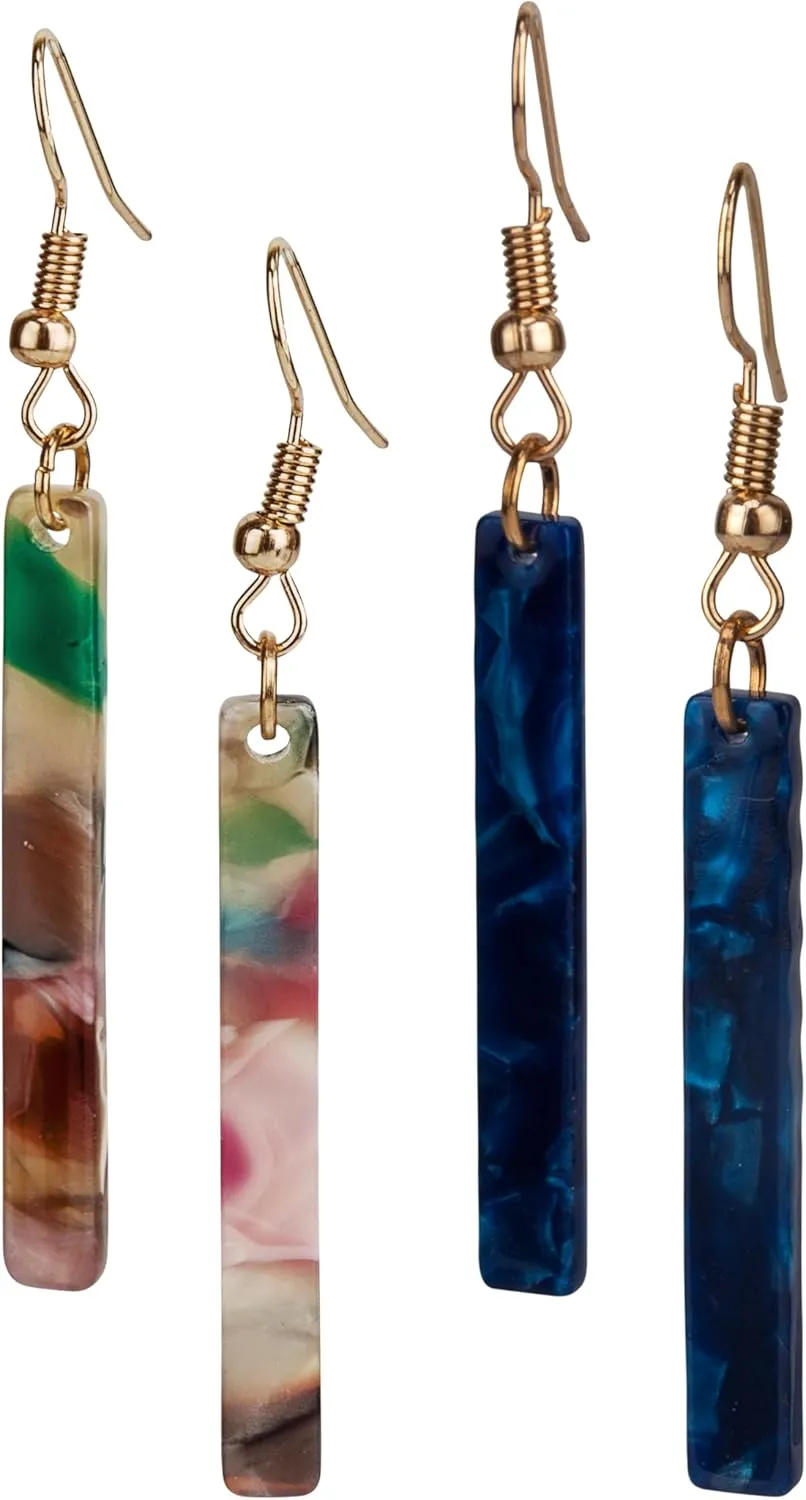 SPUNKYsoul Handmade Resin Bar Tortoise Earrings for Women